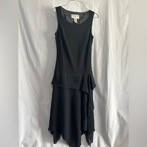 Evan Picone Elegant Black Sleeveless Beaded Chiffon Dress | Size 6